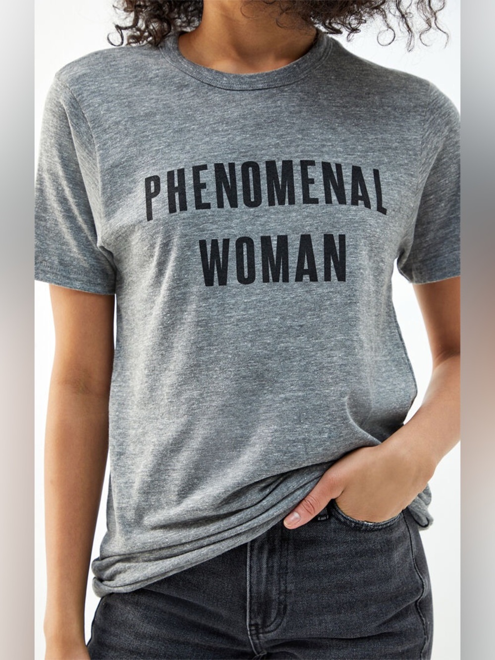Phenomenal Woman Graphic Tee Shirt / Gray / Size: Medium / Summer / festival